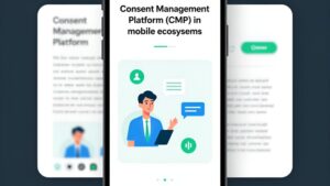 Современная иллюстрация системы управления согласием на использование cookie в мобильных приложениях для блога.