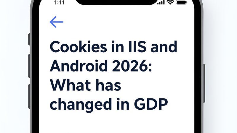 Современная иллюстрация с иконками iOS и Android для статьи о политике cookie и GDPR